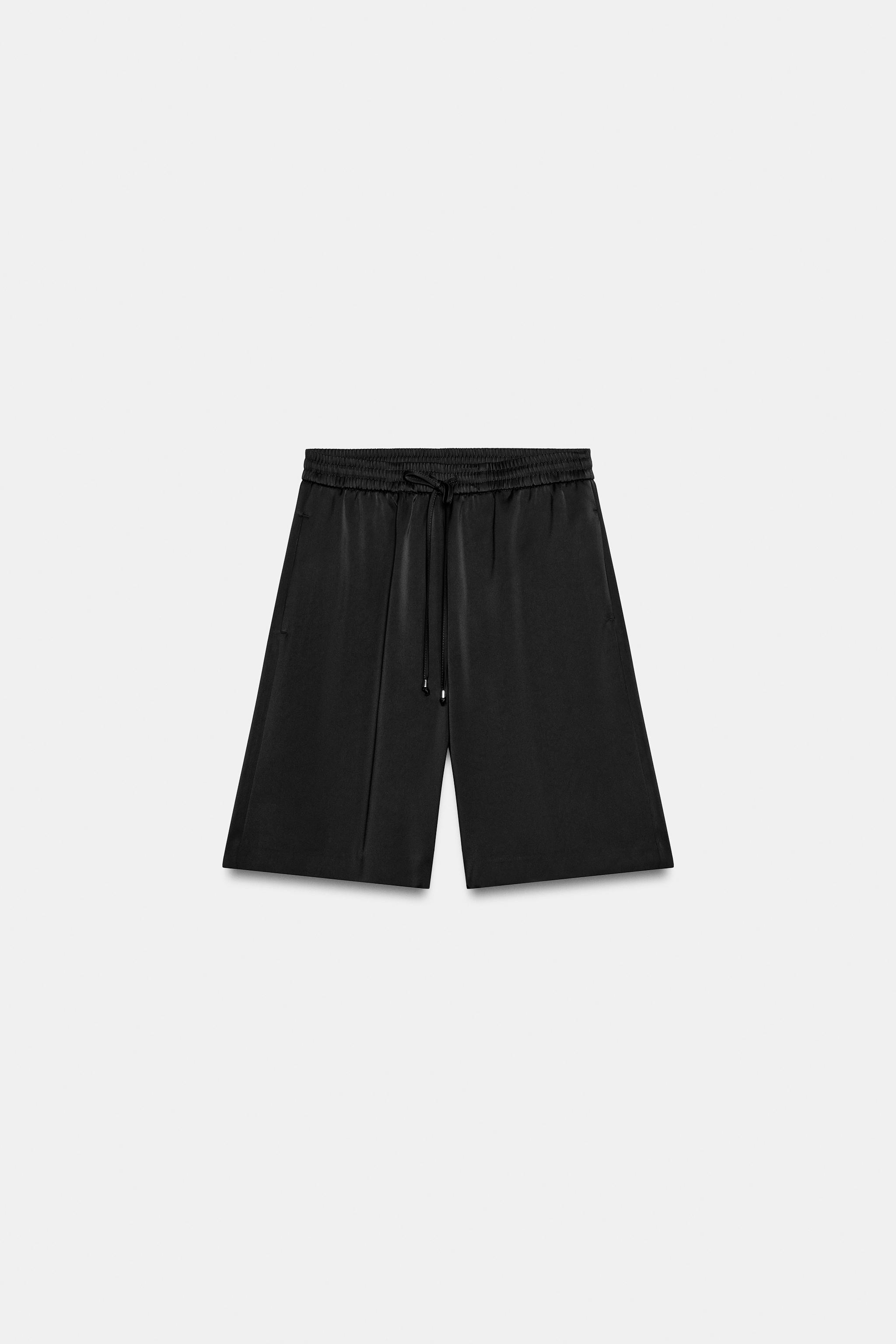 LONG SATIN BERMUDA SHORTS